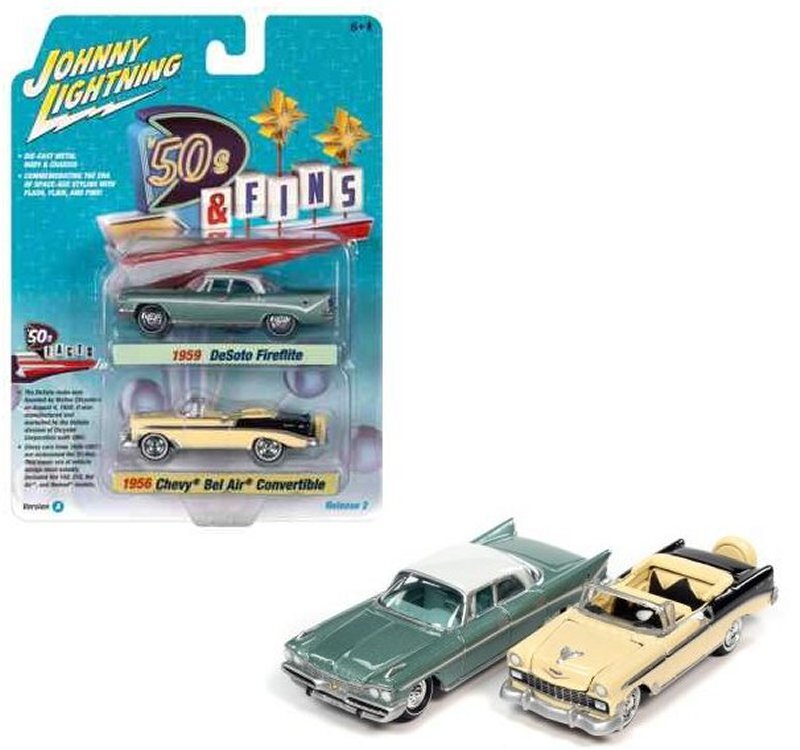 2er Set - Desoto Fireflite & Chevrolet Bel Air Cabrio  - vA - Johnny Lightning 1:64