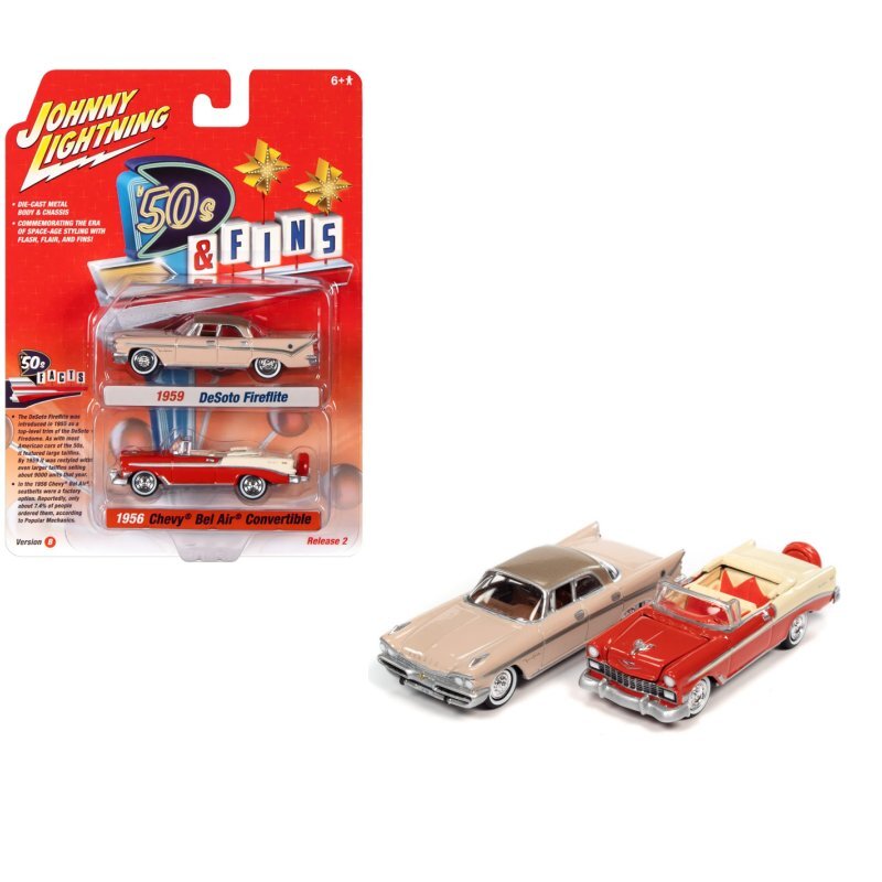 2er Set - Desoto Fireflite & Chevrolet Bel Air Cabrio  - vB - Johnny Lightning 1:64